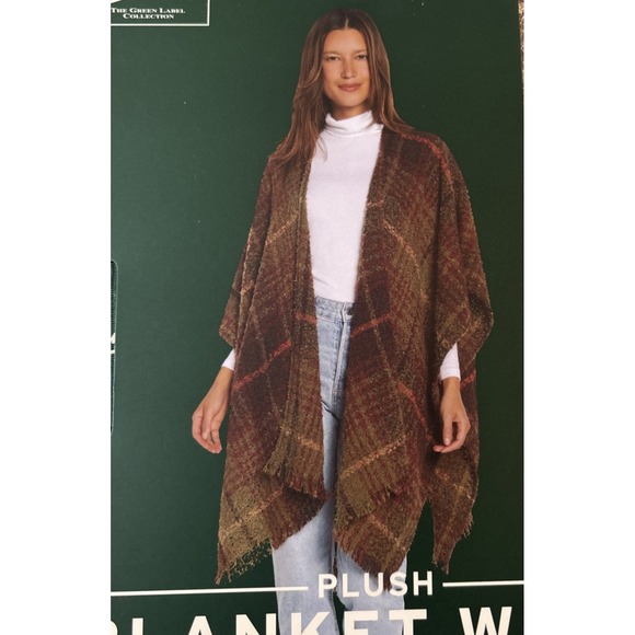 Woolrich Womens One Size Plush Blanket Wrap - Boucle‎ Fall Plaid New $70.00 - Picture 1 of 5